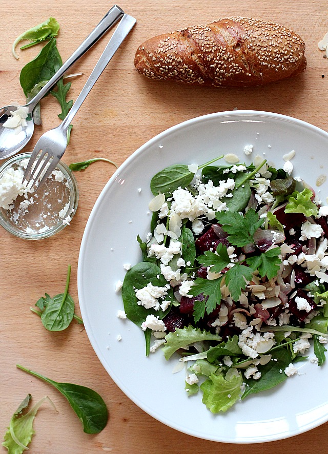 salad with beetroot and feta cheese