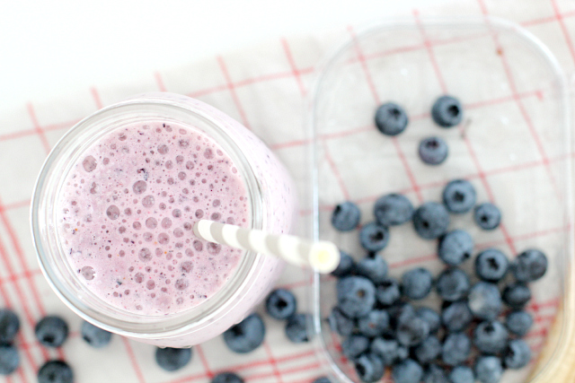 post-workout protein smoothie with banana & berries