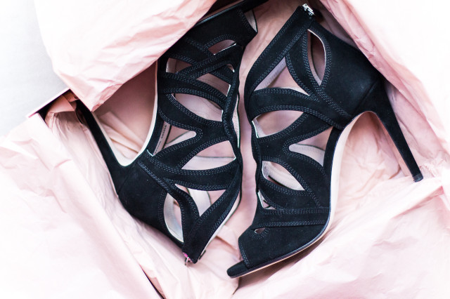 black suede Miu Miu heels | Bikinis & Passports