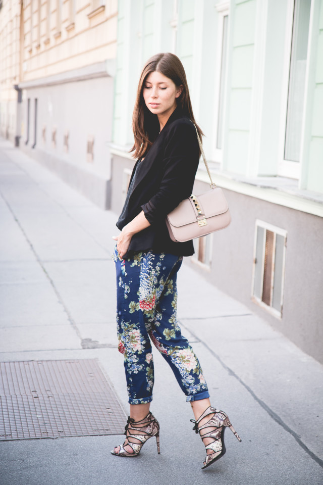 OUTFIT: floral pants and python heels | Bikinis & Passports