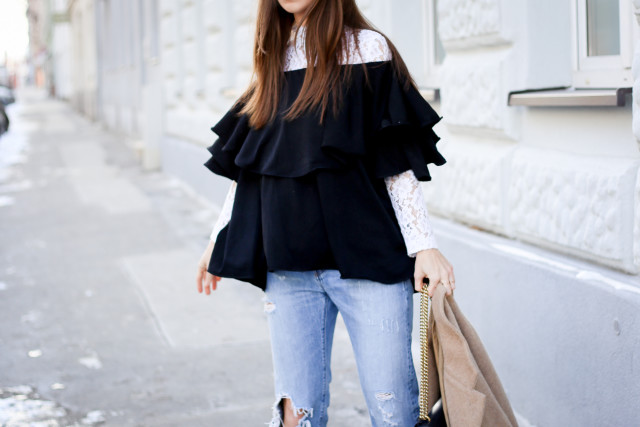 OUTFIT: how to wear off-shoulder tops in Winter | Bikinis & Passports