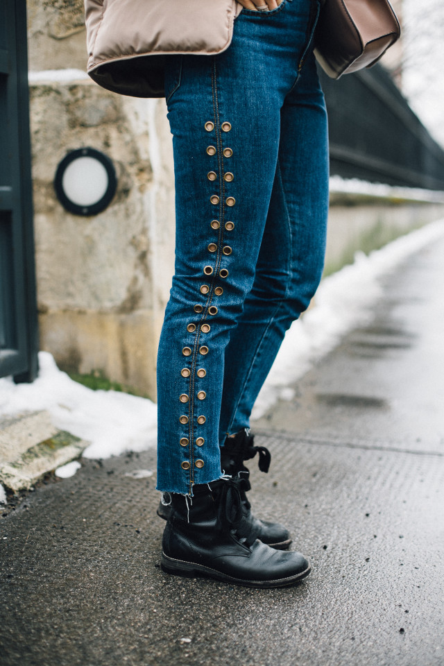 OUTFIT: studded mom jeans + chloé boots | Bikinis & Passports