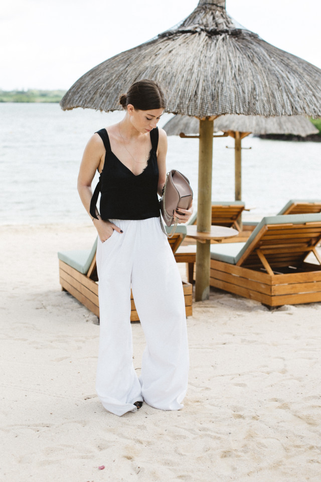 OUTFIT: white wide-legged palazzo pants | Bikinis & Passports