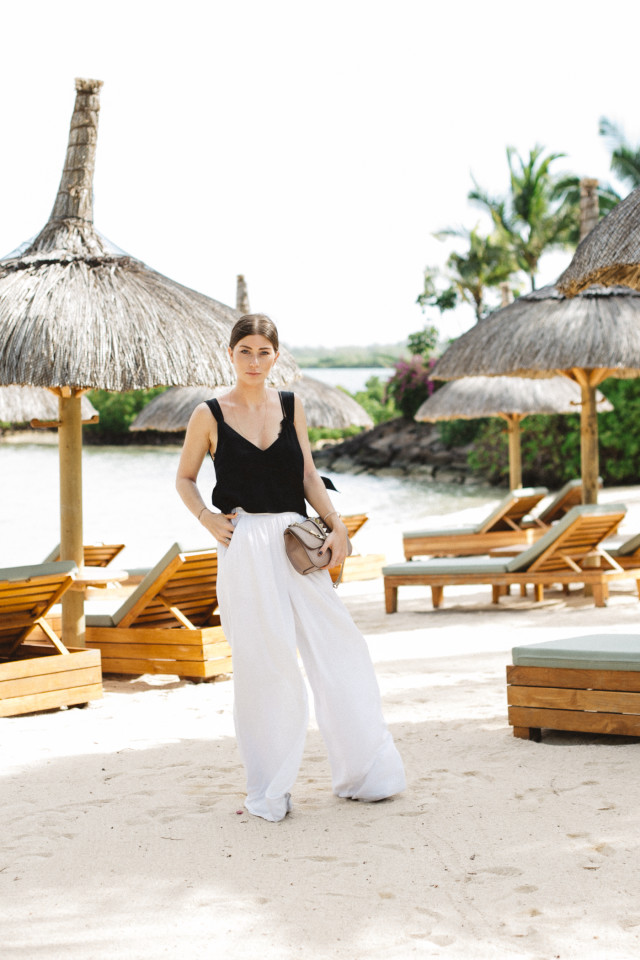 OUTFIT: white wide-legged palazzo pants | Bikinis & Passports