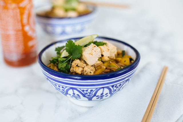 Asian Noodles with Tofu Recipe | Bikinis & Passports