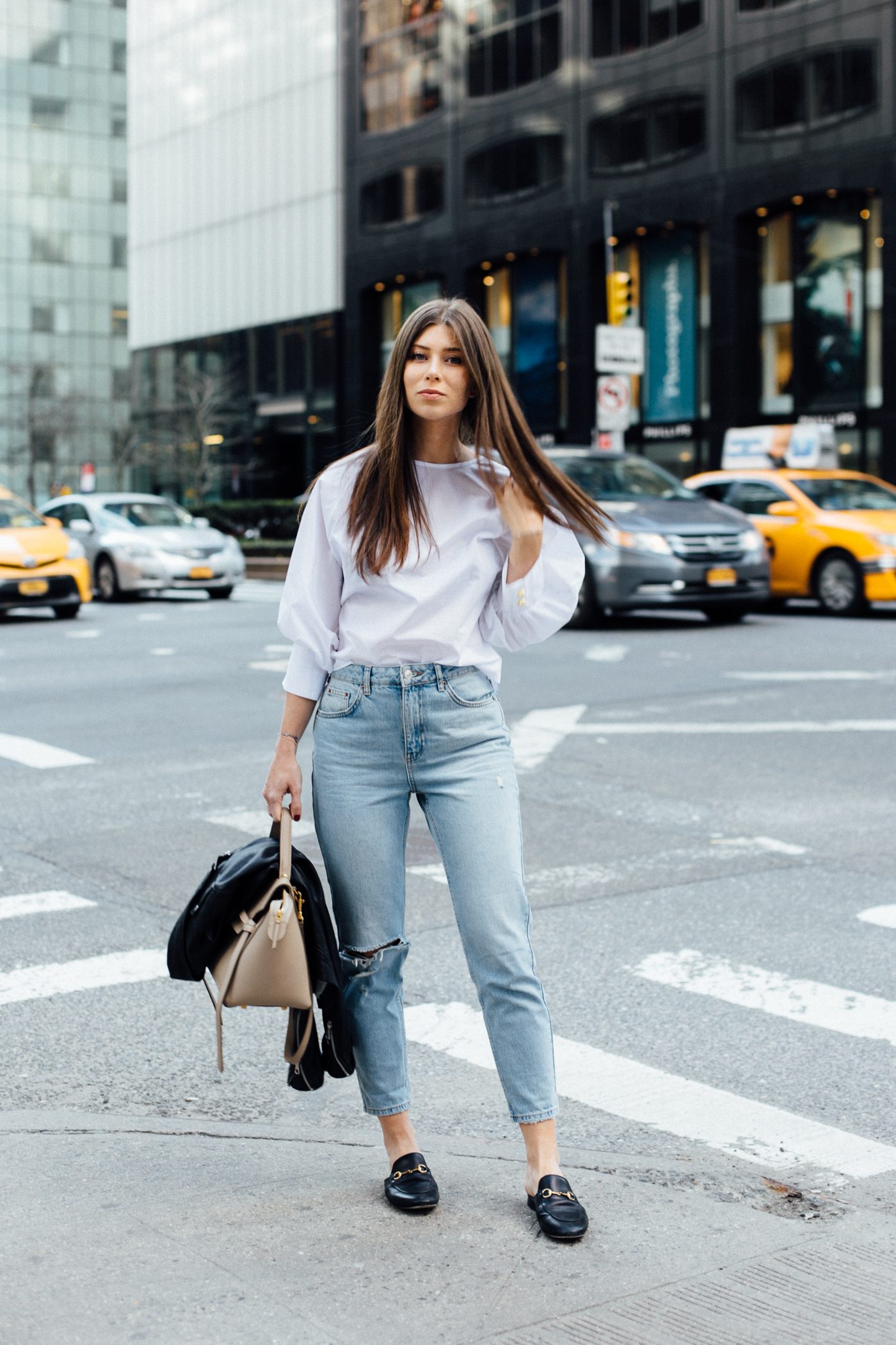 OUTFIT: denim jeans + white blouse | Bikinis & Passports