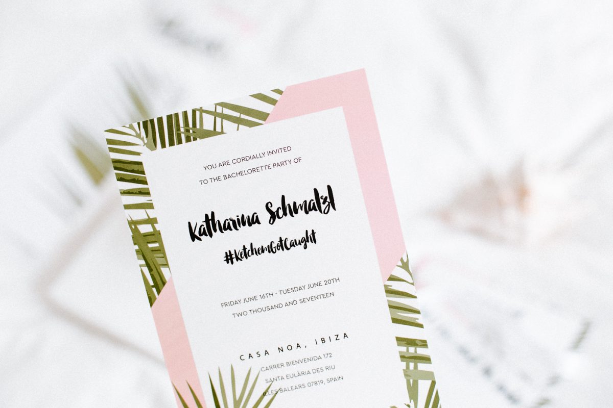 DIY Bachelorette Invites - Tropical Theme for Ibiza | Bikinis & Passports