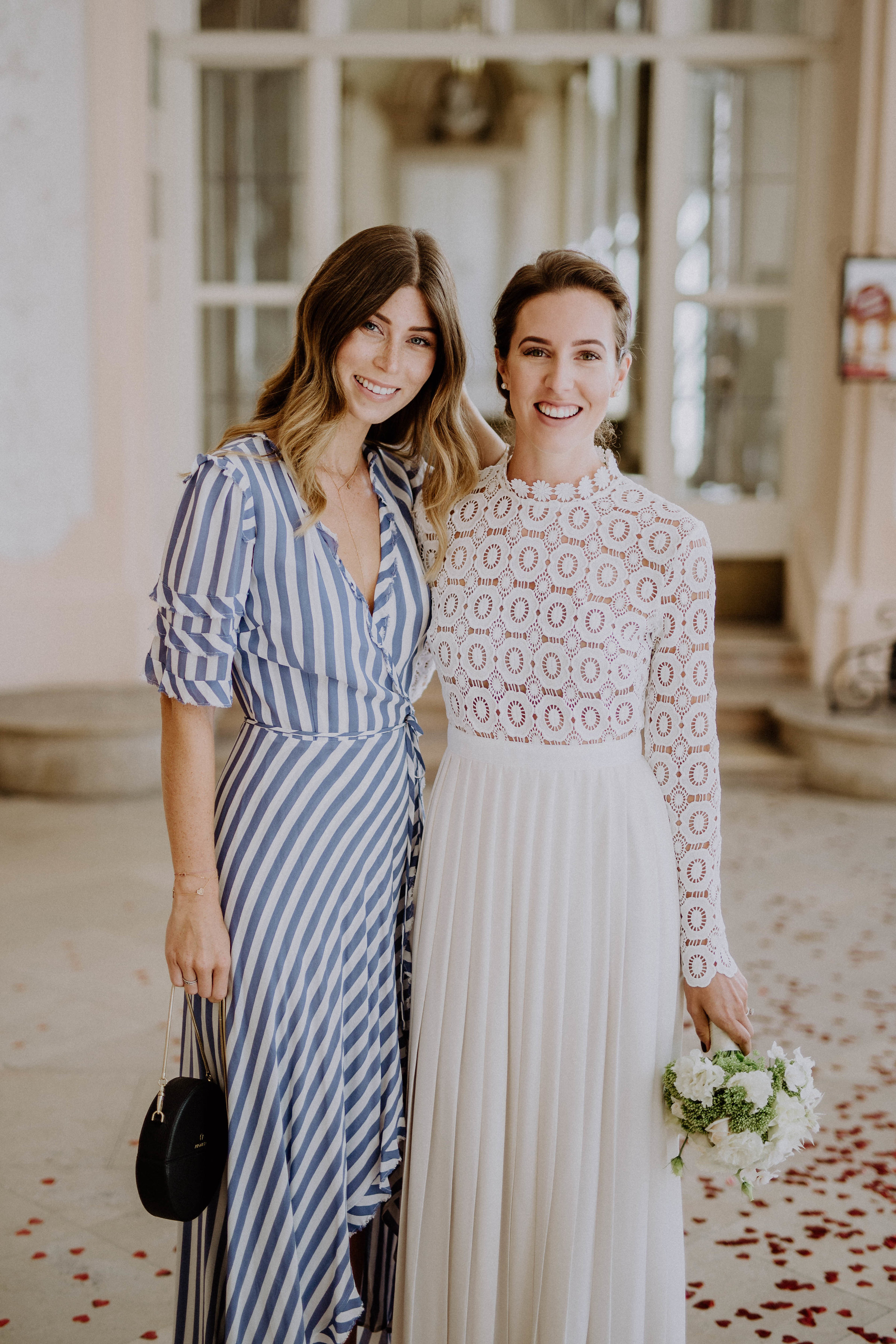 Bridesmaid Dress Stripes: Reformation Wrap Dress | Bikinis & Passports