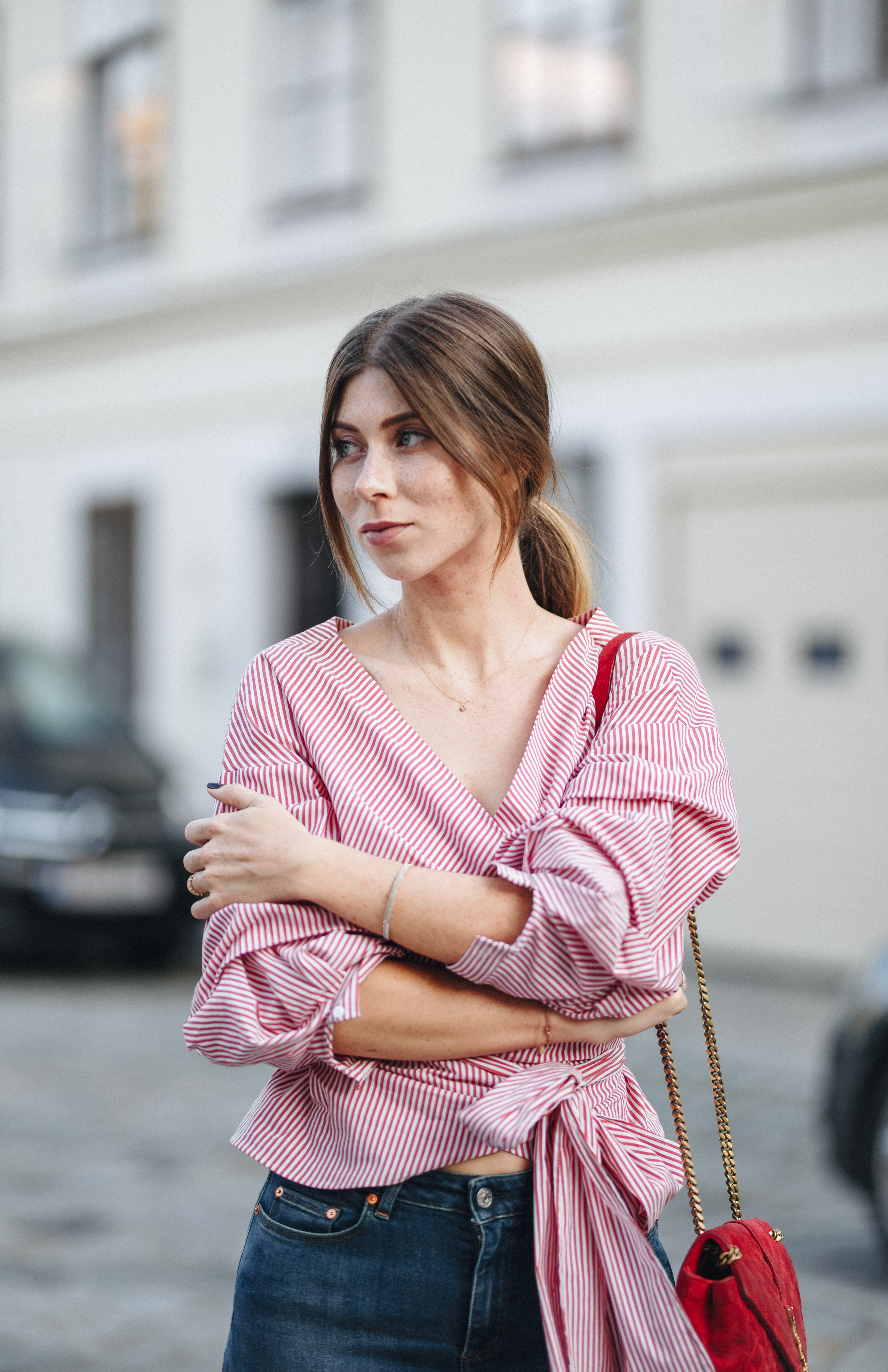 ZARA wrap blouse red, white stripes | Bikinis & Passports