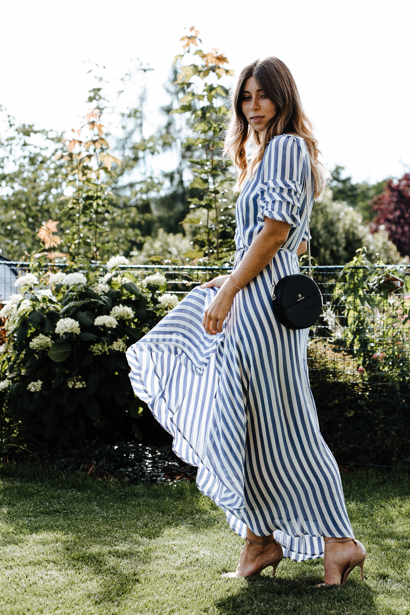 Bridesmaid Dress Stripes: Reformation Wrap Dress | Bikinis & Passports