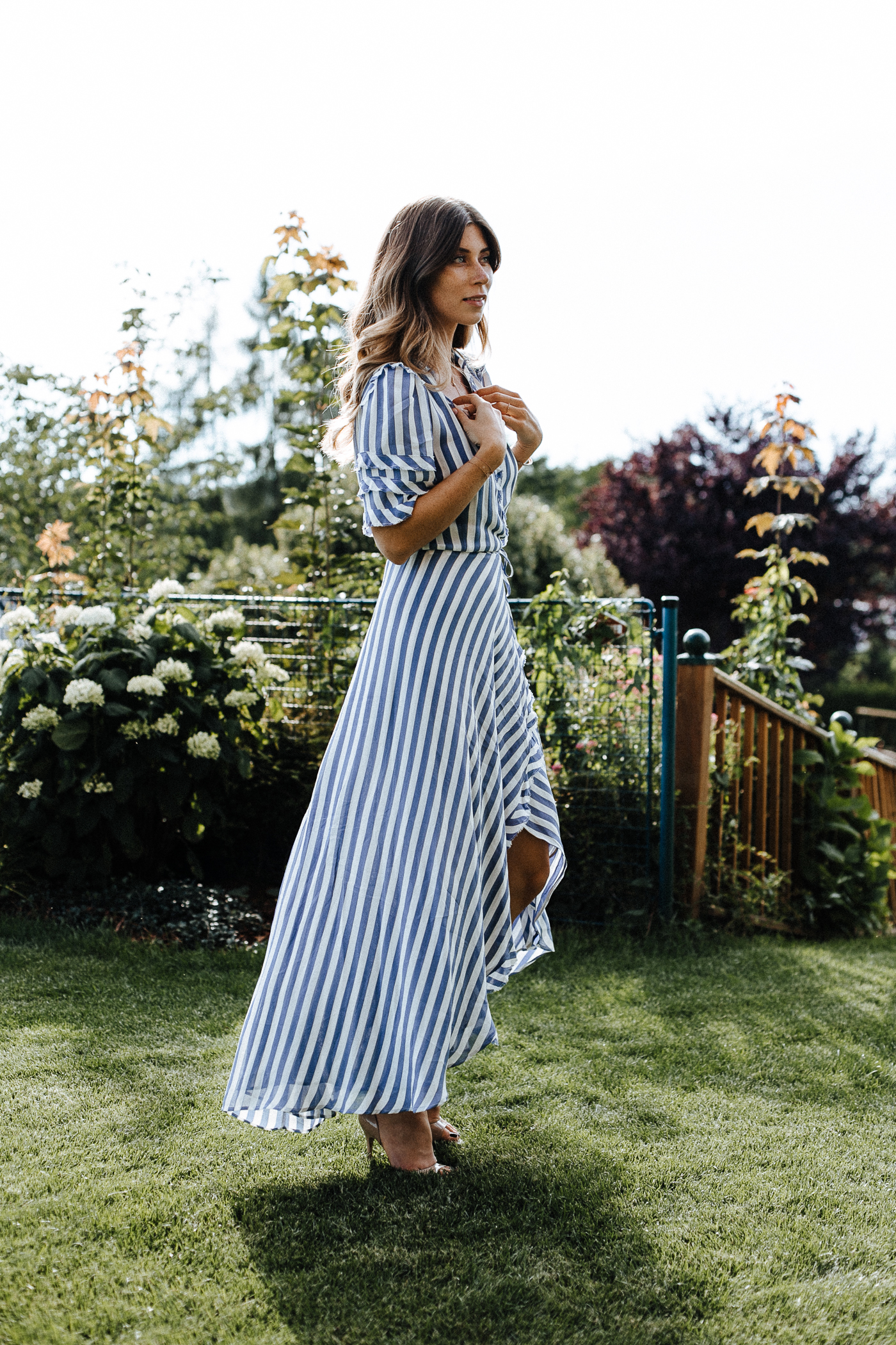 Bridesmaid Dress Stripes: Reformation Wrap Dress | Bikinis & Passports