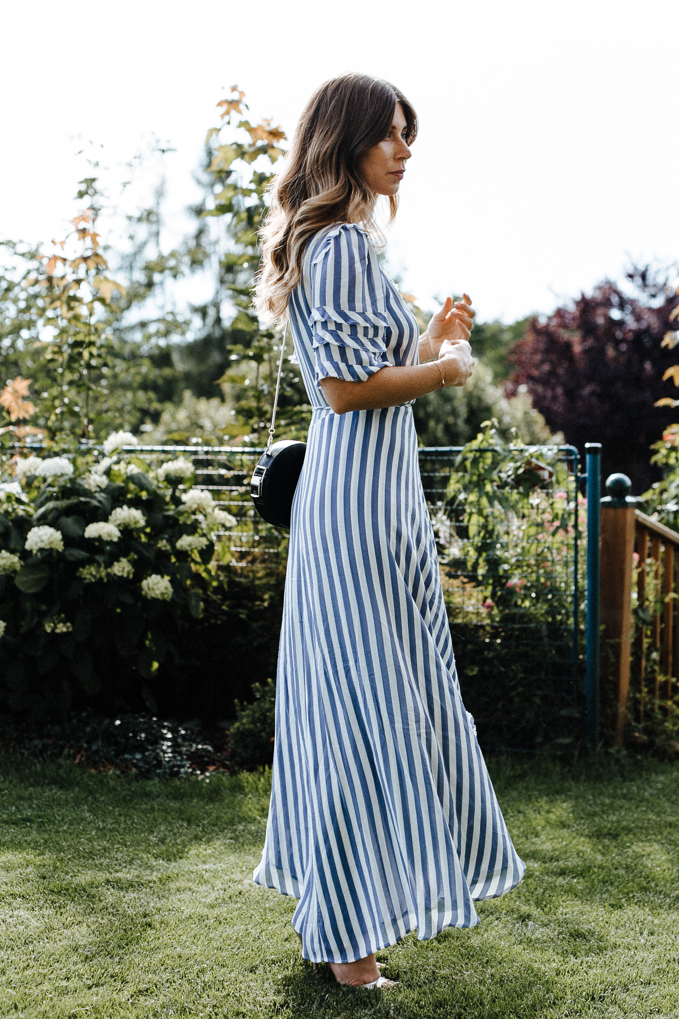 Bridesmaid Dress Stripes: Reformation Wrap Dress | Bikinis & Passports