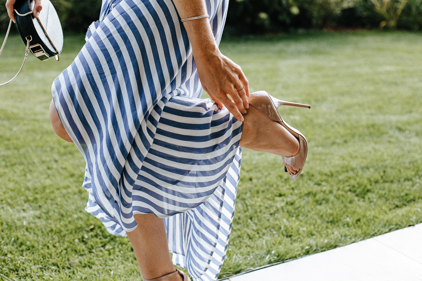 Bridesmaid Dress Stripes: Reformation Wrap Dress | Bikinis & Passports